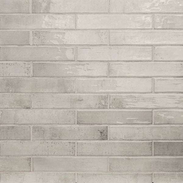 MSI Take Home Tile Sample-Camden Rhino 2 in. x 10 in. Gray Glossy Ceramic Subway Wall  Tile