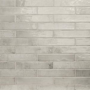 Take Home Tile Sample-Stella Rhino 2 in. x 10 in. Gray Glossy Ceramic Subway Wall  Tile