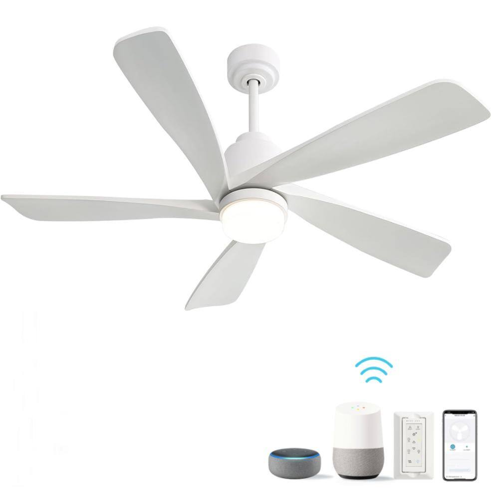 52 in. Smart Downrod Mount Ceiling Fan with Light, White Wood Blades, Reversible Quiet DC Motor, APP & Remote Control price history on PriceWatchPro