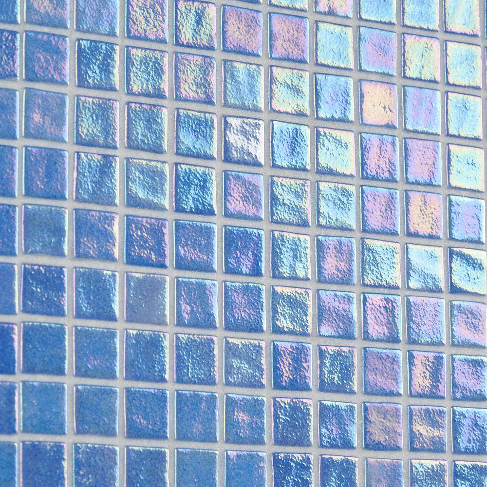 Whirlpool Blue Polished Glass Mosaic Tile 12" x 18"