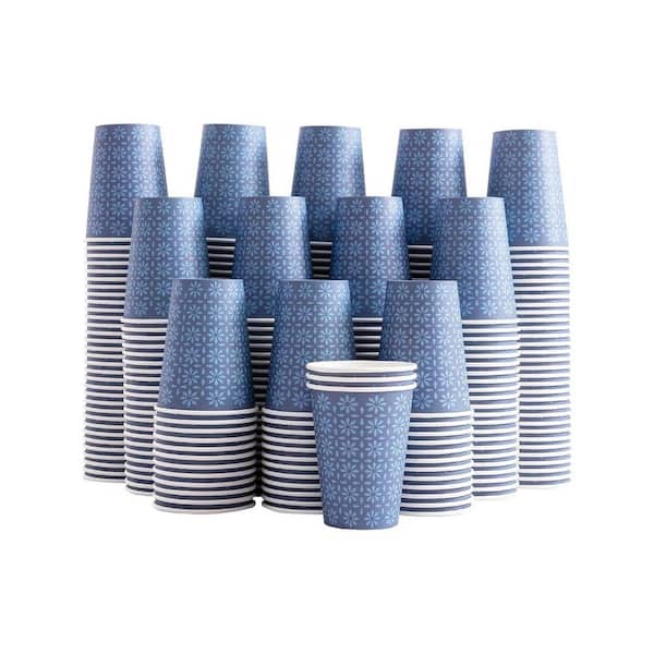 3.54 in. Navy Blue Disposable Paper Coffee Cups Hot Cold Beverage Leak Proof BPA Free 240 Per Case for Events Parties