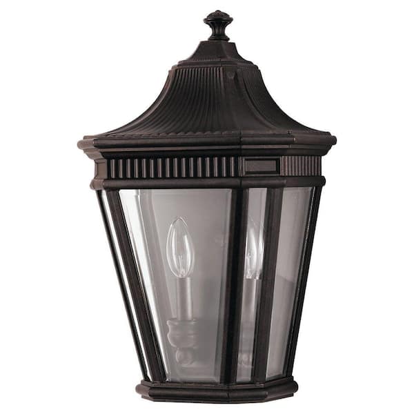 Generation Lighting Cotswold Lane 9.5 in. W 2-Light Grecian Bronze Outdoor 16 in. Wall Lantern Sconce