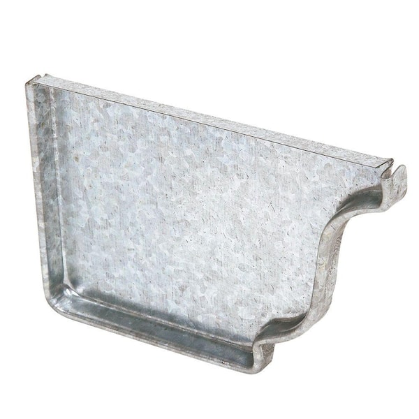 4 in. Mill Finish Galvanized Steel K-Style Left-End Cap