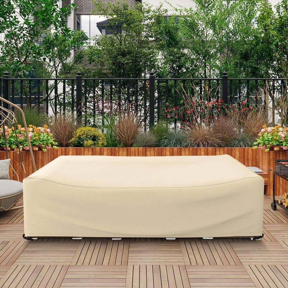 Waterproof Heavy-Duty 98 L x 78 W x 32 H in. Off-White Patio Furniture Cover Patio Table and Chair Set Cover price history on PriceWatchPro