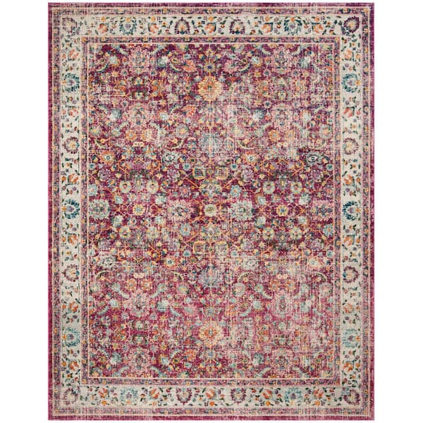 SAFAVIEH Merlot Red/Multi 8 ft. x 10 ft. Border Area Rug