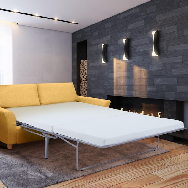 4 in. Memory Foam Sleeper Sofa Mattress Replacement Bed Mattress w/ Washable Cover White Full Pull Out Couch Mattress