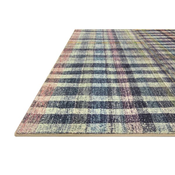 Chris Loves Julia Humphrey Plum/Multi 18 in. x 18 in. Sample Modern Farmhouse Plaid Area Rug