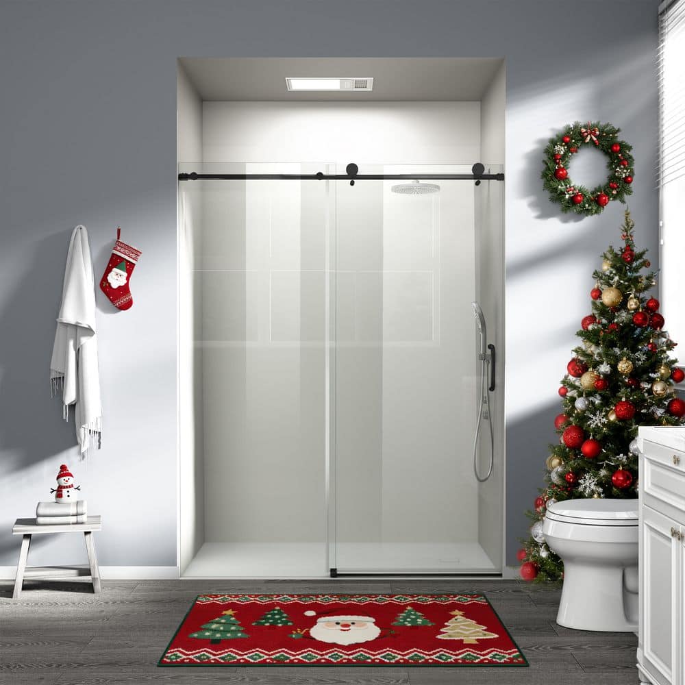 56-60 in. W x 76 in. H Single Sliding Frameless Shower Door in Matte Black with Clear Tempered Glass price history on PriceWatchPro