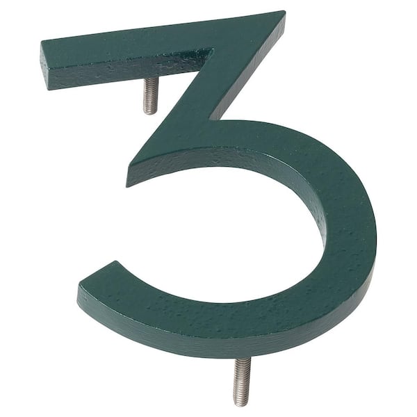 Montague Metal Products 4 in. Hunter Green Aluminum Floating or Flat Modern House Number 3