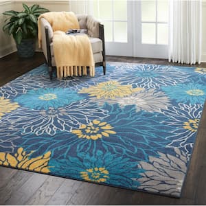 Passion Blue 8 ft. x 10 ft. Floral Contemporary Area Rug