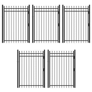 4 ft. x 6 ft. Pointed Pinnacle Anti-Rust Metal Fence Gate, Decorative Garden Gate (Pack of 5)