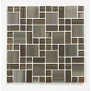 Handicraft Brown Versailles Mosaic 12 in. x 12 in. in. Stained Glass Decorative Wall and Pool Tile (15.75 sq. ft.)