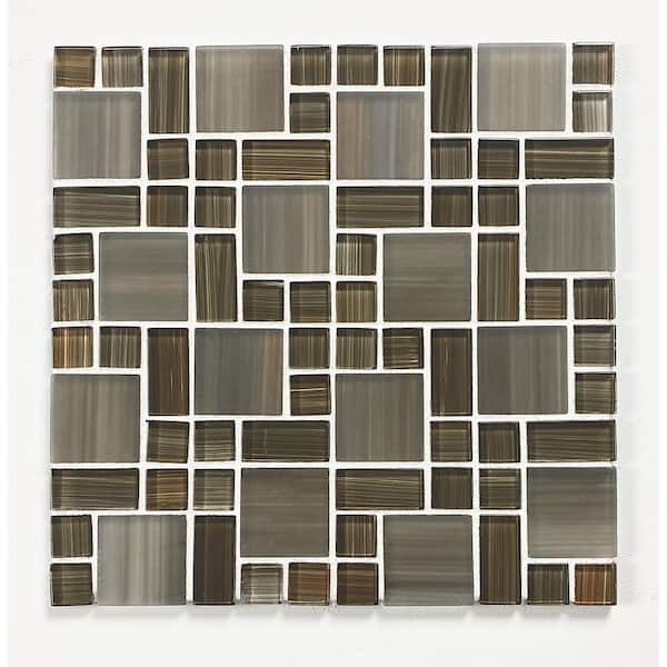 ABOLOS Handicraft Brown Versailles Mosaic 12 in. x 12 in. in. Stained Glass Decorative Wall and Pool Tile (15.75 sq. ft.)