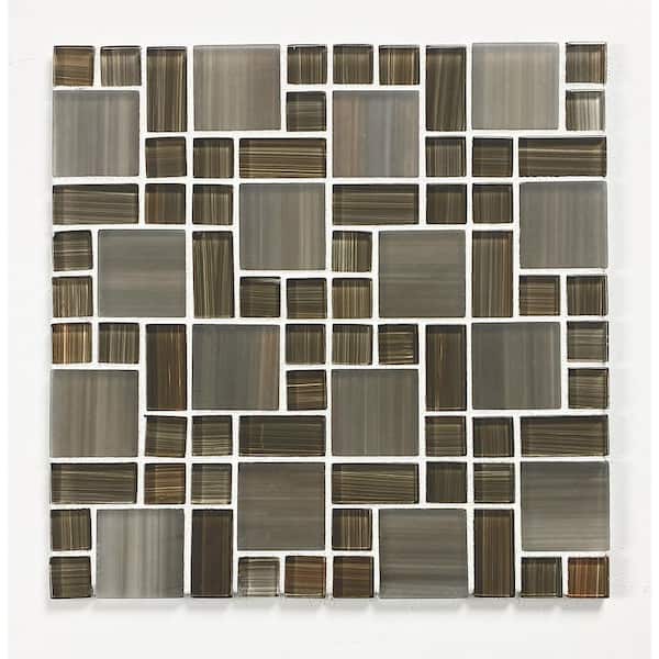 Handicraft Brown 12 in. x 12 in. Stained Glass Mosaic Wall and Pool Tile (15.75 sq. ft./case)
