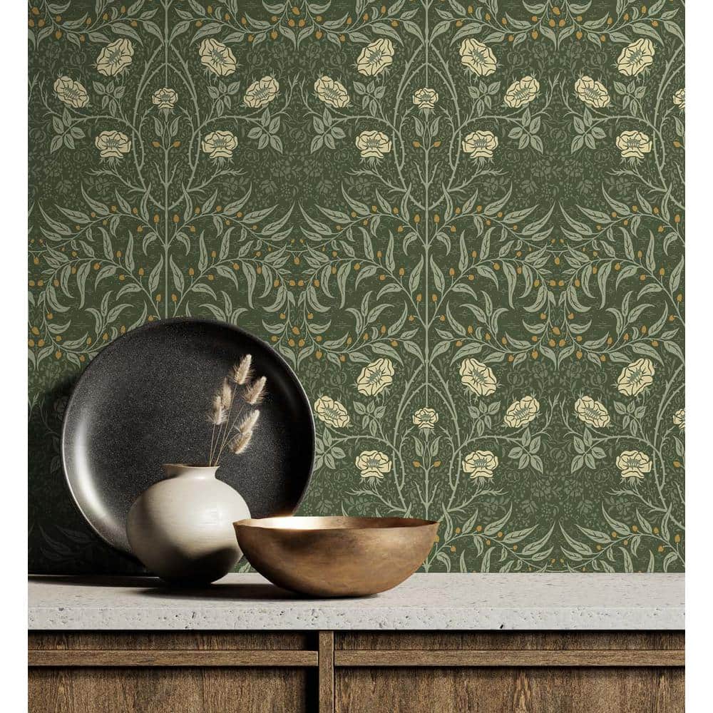 Evergreen Floral Vinyl Peel and Stick Wallpaper