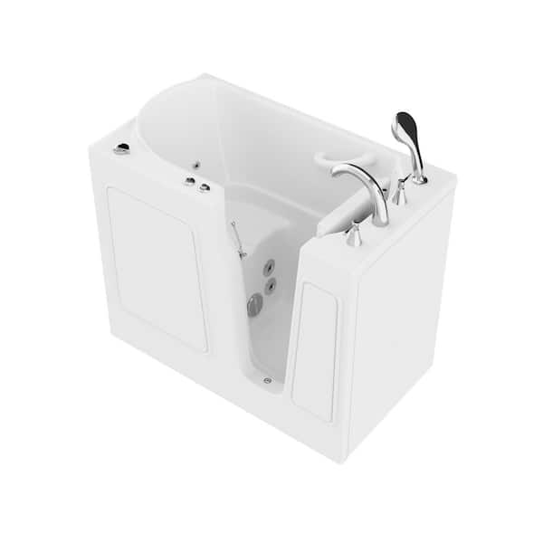 WTHDX Series 46 in. x 26 in. Right Drain Walk-In Whirlpool Bathtub in White with Quick Fill Faucet & Powered Fast Drain