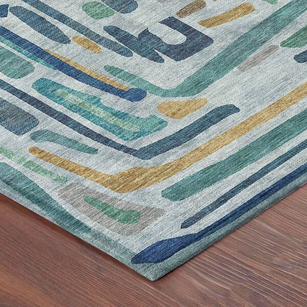 Chantille Machine Washable Indoor/Outdoor Abstract ACN2432 Teal 3 ft. x 5 ft. Area Rug