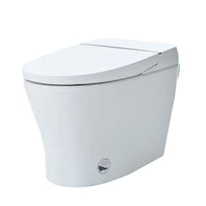 Smart Round Toilet W/O Bidet 1.28 GPF in White W/ Adjustable Temp Heated Seat, Foot Sensor Flush, LED Light, Soft Close
