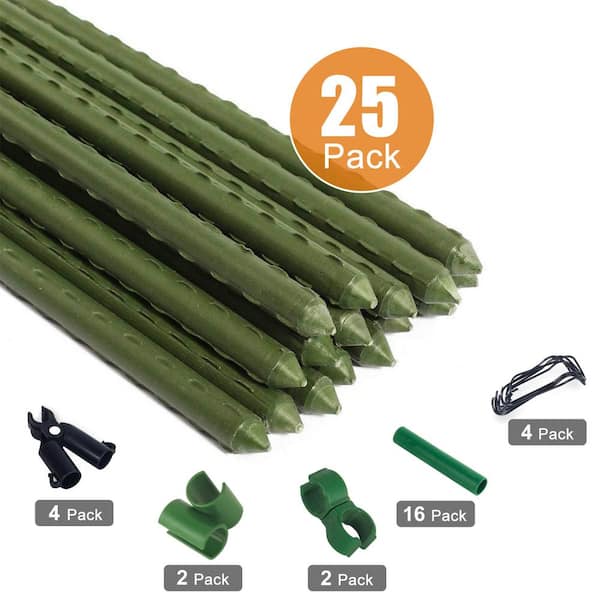 Ecostake 5/8 in. Dia x 2 ft. H Plastic Coated Garden Stake of Climbing Plants, DIY 4 ft. 6 ft. 8 ft. Climbing Trellis (25-Pieces)