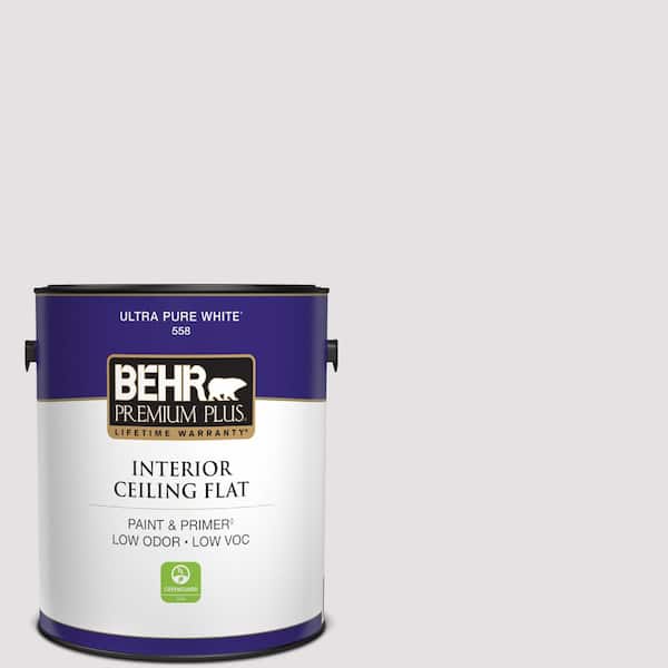 BEHR PREMIUM PLUS 1 gal. #PR-W02 Early Crocus Ceiling Flat Interior Paint