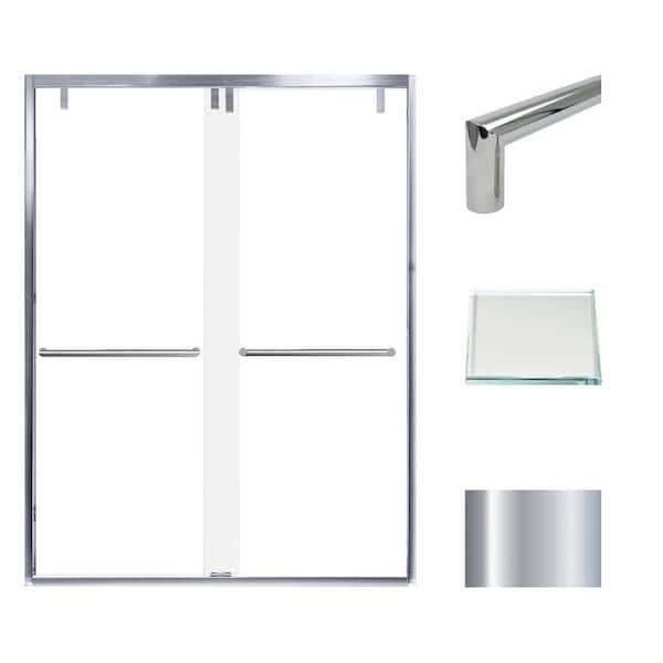 Transolid Eden 60 in. W x 80 in. H Sliding Semi-Frameless Shower Door in Polished Chrome with Low Iron Glass