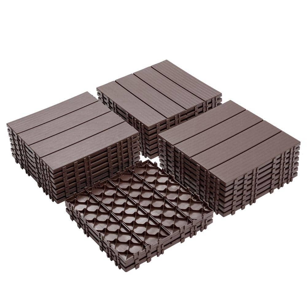 1 ft. x 1 ft. Light Coffee Plastic Interlocking Deck Tiles for Poolside, Backyard, Waterproof, All Weather (44-Pack) price history on PriceWatchPro