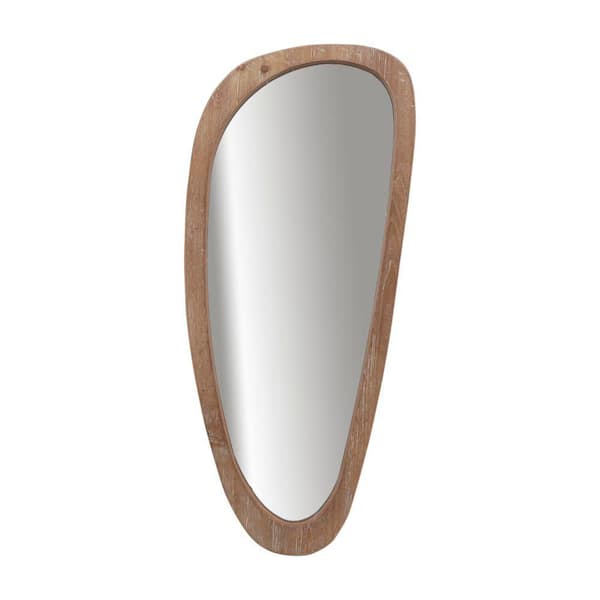 Brown 16 in. W x 36 in. H Modern Egg Shaped Wood Framed Mirror