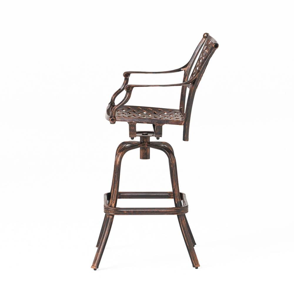 Sebastian Shiny Copper Cast Aluminum Swivel Bar Height Armchair