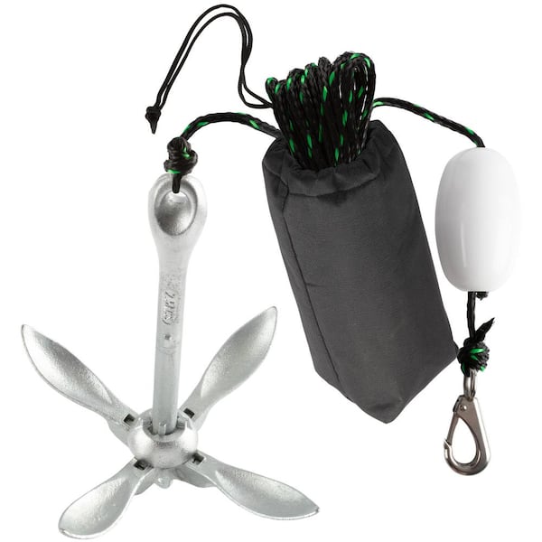 Kayak Anchor-5.5 lbs. Folding Anchor for Paddle Board, SUP, Canoe, PWC, or Fishing-Silver