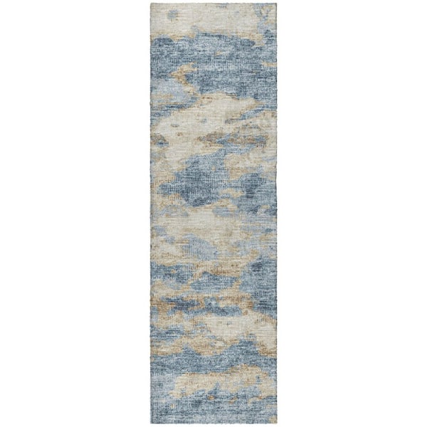 Dream Shag Premium Machine Washable Abstract ADS71 Blue 2 ft. x 7 ft. Runner Rug