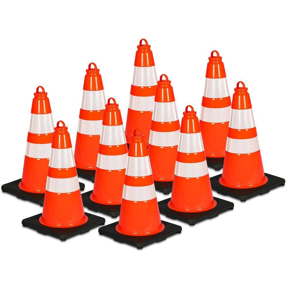 Pyle 18 in. PVC Cone - 10-Pieces High Visibility Structurally Stable ...