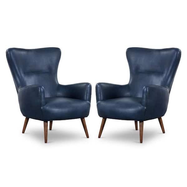 Poly and Bark Aida Lounge Arm Chair in Midnight Blue (Set of 2)