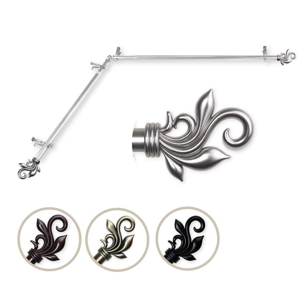 "13/16"" Dia Adjustable 48"" to 84"" Single Corner Window Curtain Rod in Satin Nickel with Delilah Finials" price history on PriceWatchPro