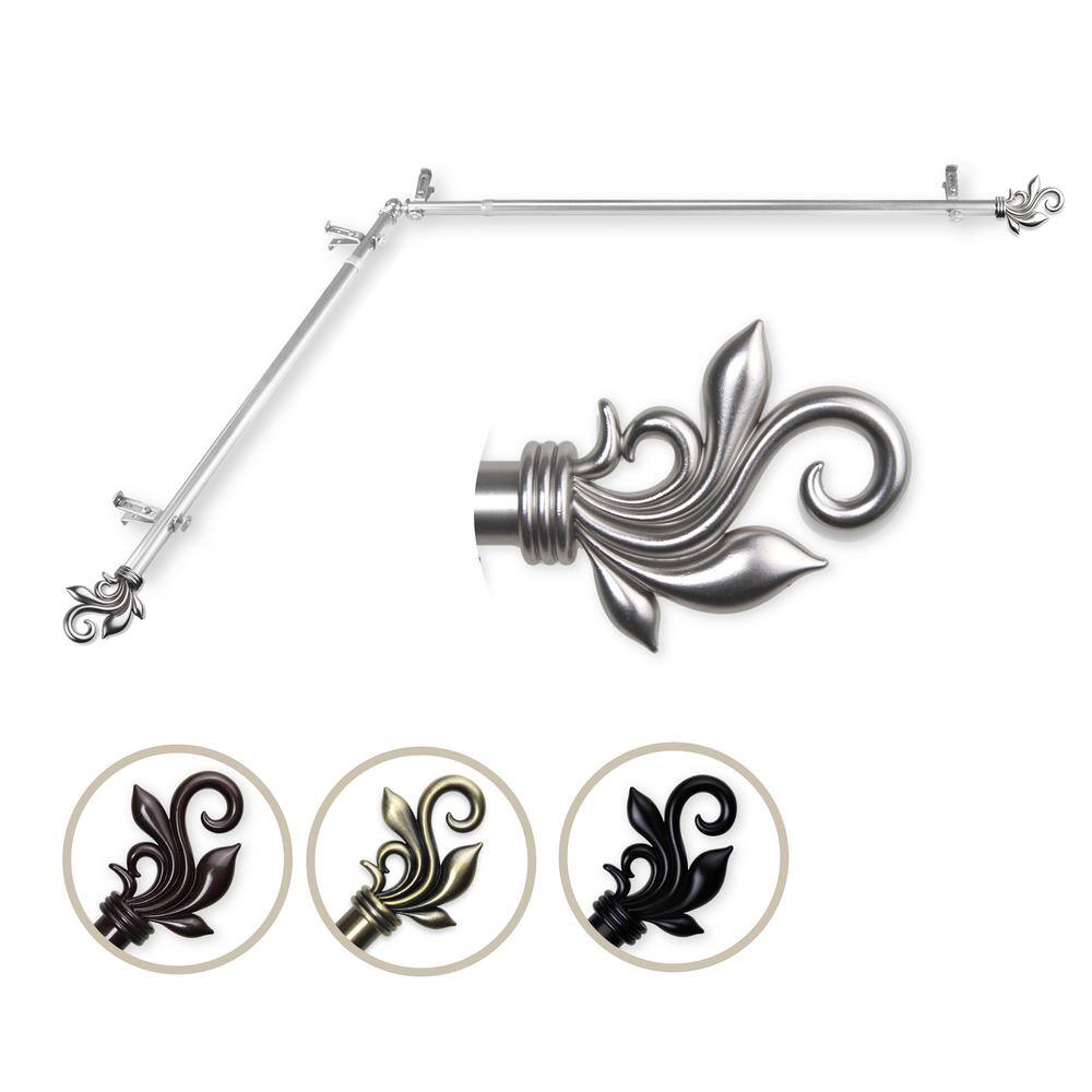 "13/16"" Dia Adjustable 120"" to 170"" Single Corner Window Curtain Rod in Satin Nickel with Delilah Finials" price history on PriceWatchPro