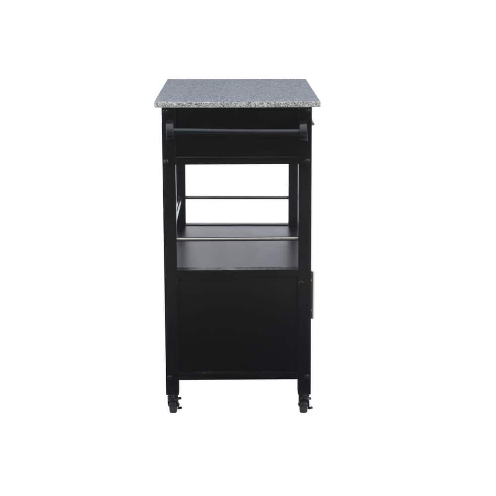Caitlin White Granite Top Kitchen Cart with Casters - thumbnail 2