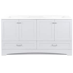 Lancaster 60 in. W x 19 in. D x 33 in. H Double Sink  Bath Vanity in Pearl Gray with White Cultured Marble Top