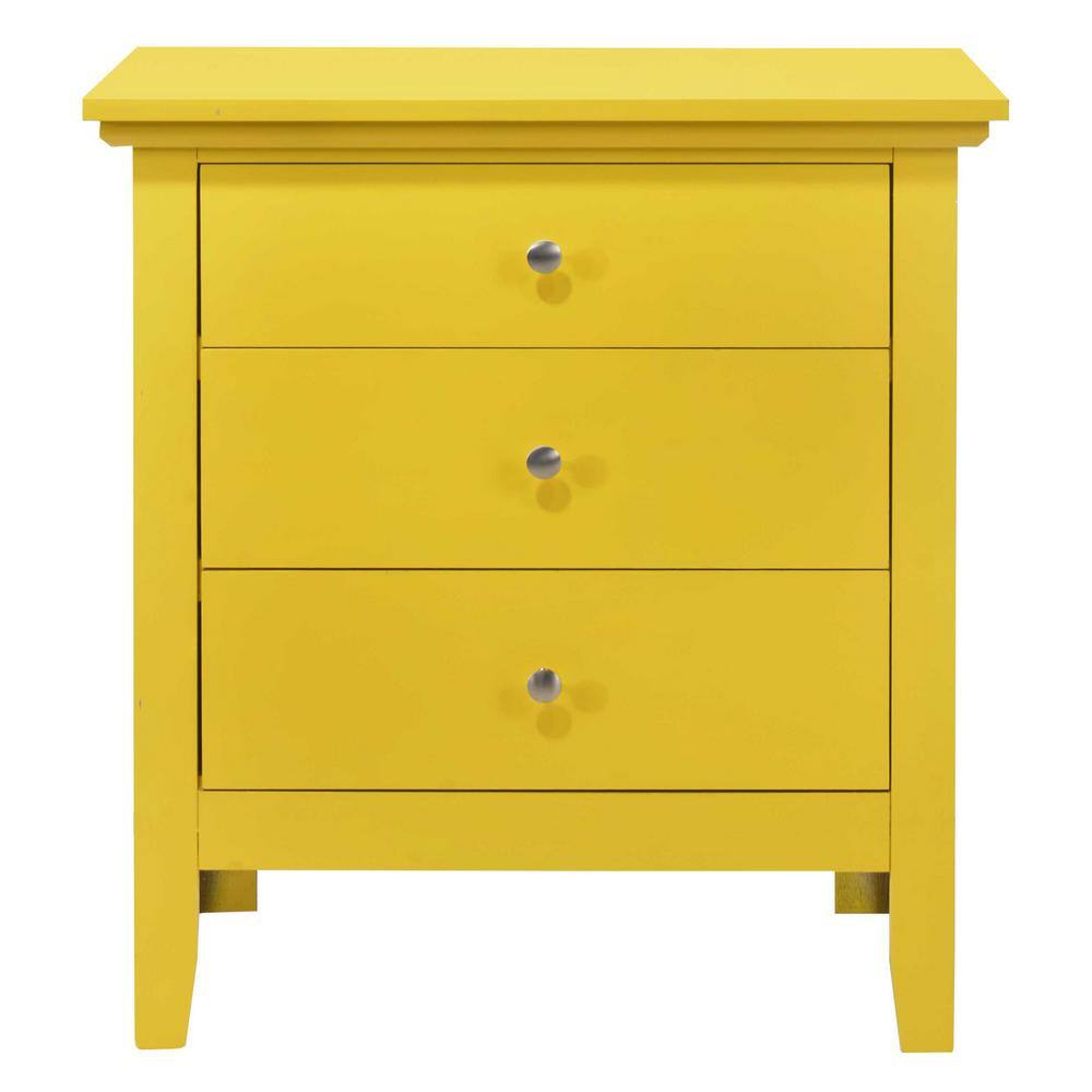 AndMakers Hammond 3Drawer Yellow Nightstand (26 in. H x 18 in. W x 24