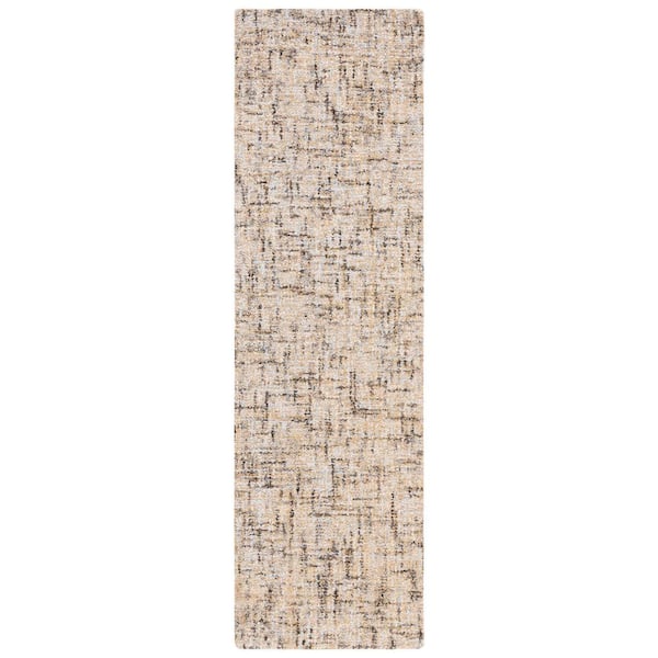 Abstract Beige/Gold 2 ft. x 8 ft. Abstract Striped Runner Rug
