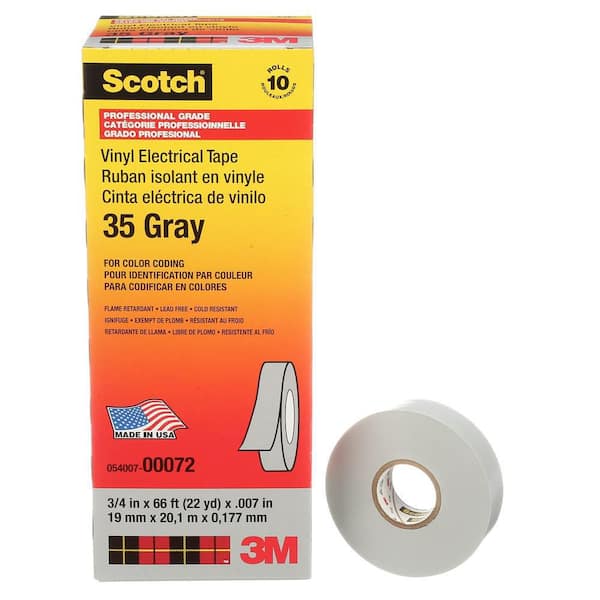 3M 3/4 in. x 66 ft. Vinyl Color Coding Electrical Tape, Gray