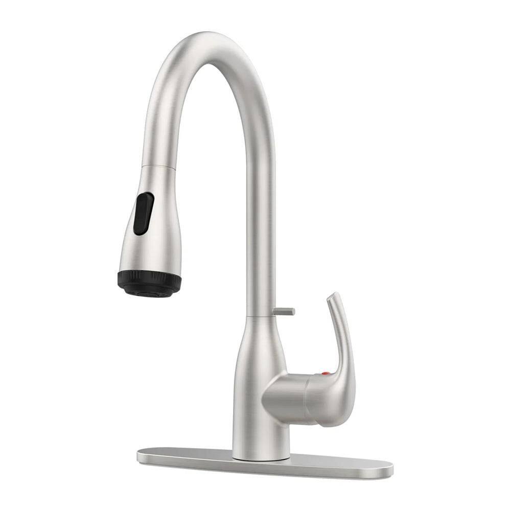 Brushed Nickel 15.74 in. H Pull Down Sprayer Kitchen Faucet with 4 Modes, Locking Buckle, 360° Swivel and Easy Install price history on PriceWatchPro