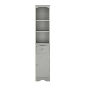 13.40 in. W x 9.1 in. D x 66.90 in. H Gray Freestanding Linen Cabinet with Adjustable Shelf