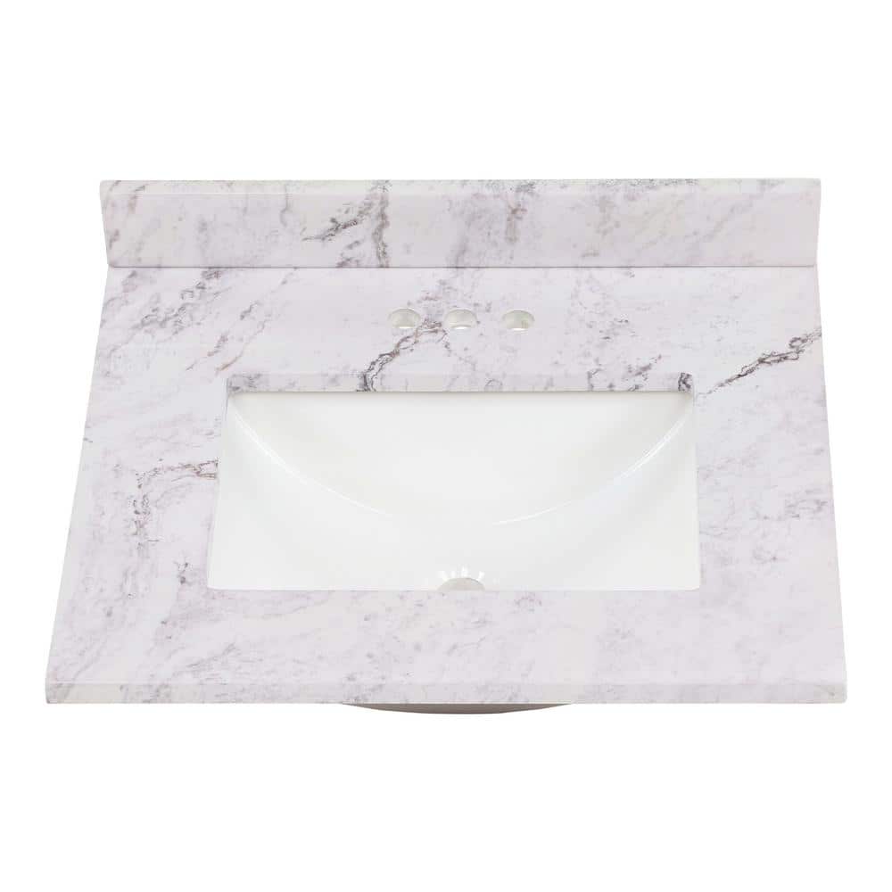 25 in. W x 22 in. D Engineered Stone Composite White Rectangular Single Sink Vanity Top in Lunar price history on PriceWatchPro
