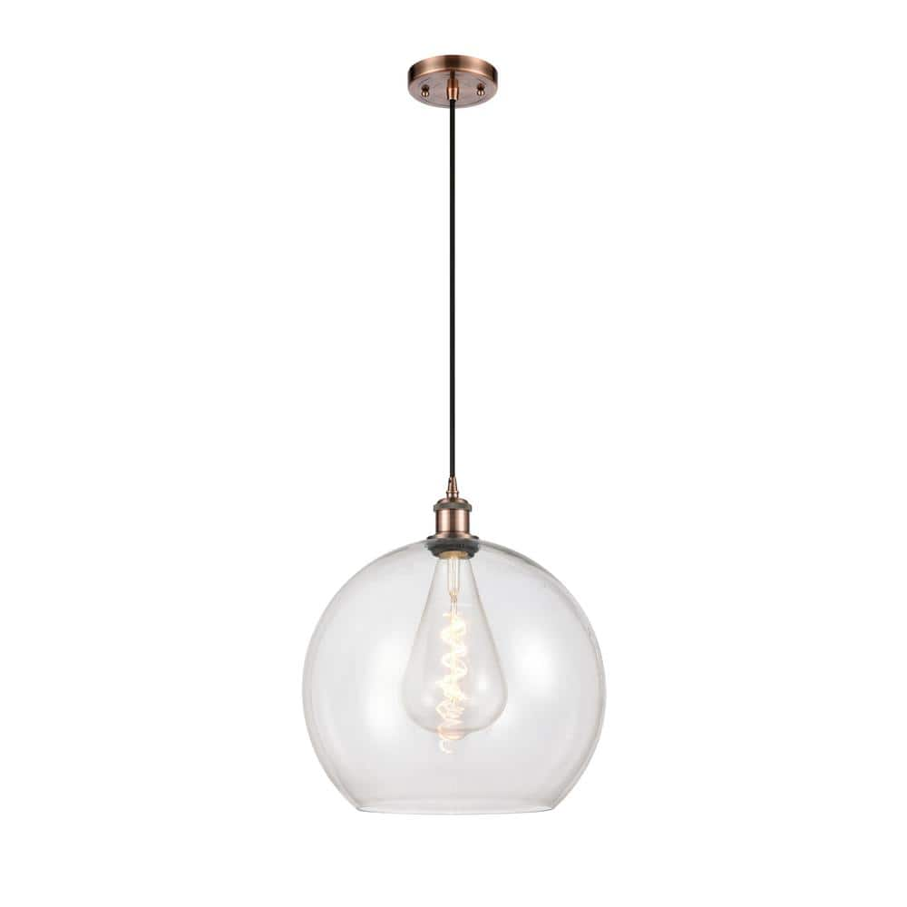 Innovations Athens 60-watt 1 Light Antique Copper Shaded Pendant Light 