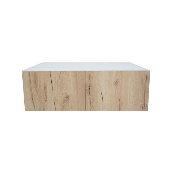 Cambridge Radiance 36 in. W x 24 in. D x 12 in. H Ready to Assemble Slab Wall Bridge Kitchen Cabinet in Light Oak