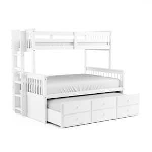 Seafrost White Twin Over Full Bunk Bed with Trundle and Drawers