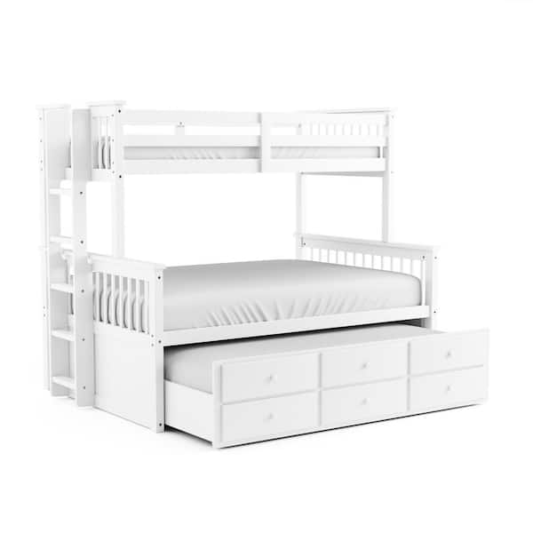 Seafrost White Twin Over Full Bunk Bed with Trundle and 3-Drawers