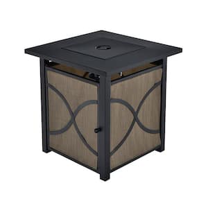 25 in. 40000 BTU Propane Fire Pit Table with Lid and Fire Glass