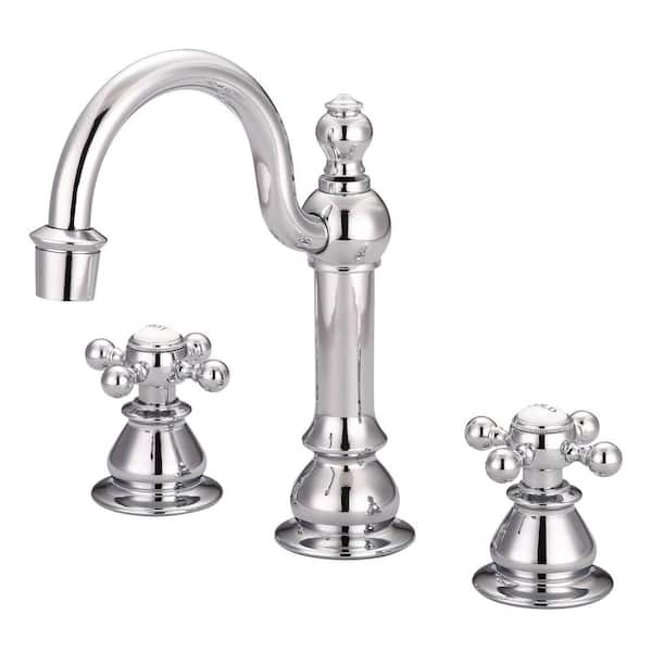 Water Creation Vintage Classic 8 in. Widespread 2-Handle High Arc Bathroom Faucet with Pop-Up Drain in Triple Plated Chrome