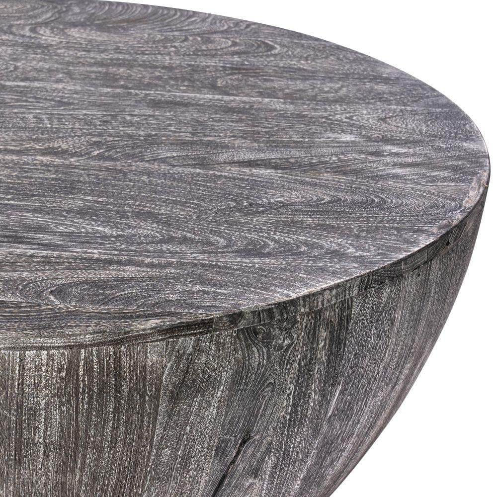 Arthur 36" Sandblasted Black Mango Wood Round Coffee Table