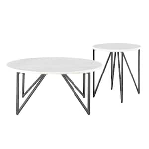Kinsler 2-Piece Occasional Table Set in Black Marble